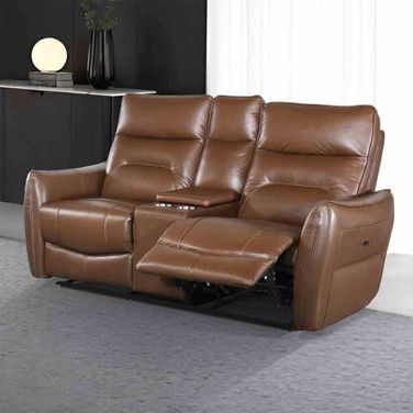 Terentius Power Loveseat In Caramel Brown