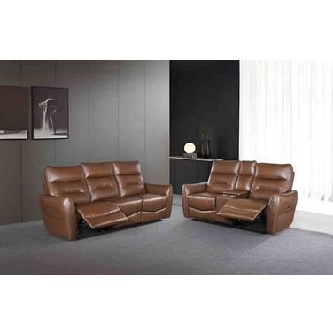 Terentius Power Reclining Living Room Set In Caramel Brown