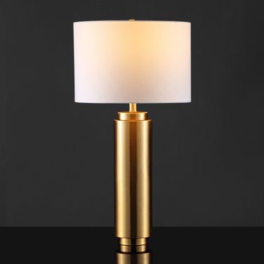 Terry Metal Pillar Table Lamp In Gold And White