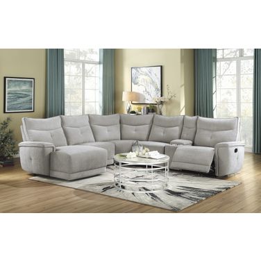 Tesoro 6-Piece Modular Reclining Sectional with Left Chaise In Mist Gray
