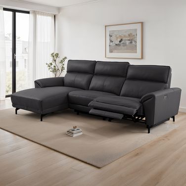 Themis Left Chaise Power Sectional In Black