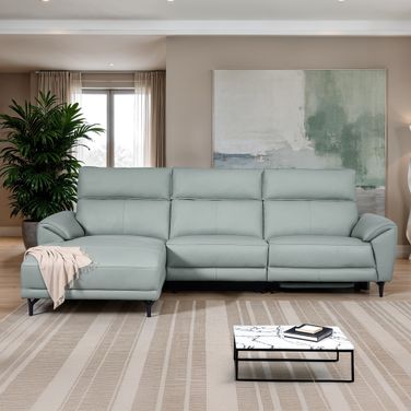 Themis Left Chaise Power Sectional In Pale Blue