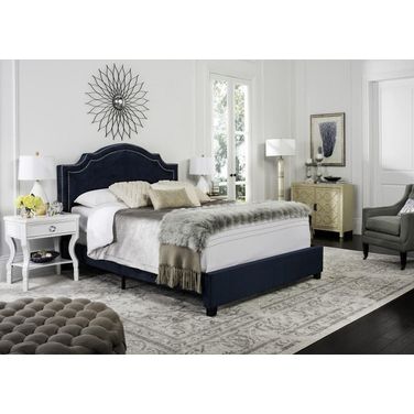 Theron Navy Youth Upholstered Platform Bedroom Set