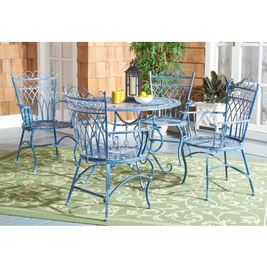 Thessaly 5 Piece Outdoor Set in Antique Blue