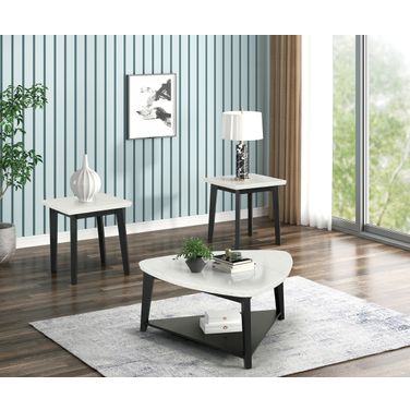 Thisted Triangle Marble Coffee Table In White and Black