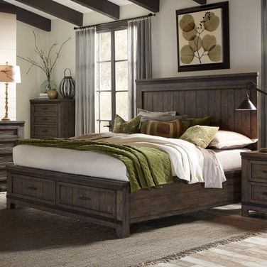 Thornwood Hills Queen Storage Bed In Dark Gray