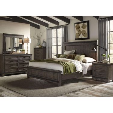 Liberty Furniture Thornwood Hills King Panel Bedroom Set, Brown