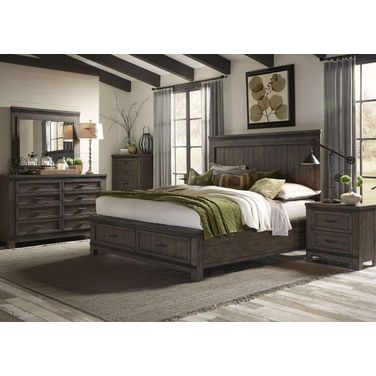 Thornwood Hills Rock Beaten Gray Panel Storage Bedroom Set