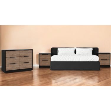 Modern 2-Piece Dresser and Nightstand Storage Set In Brown and Black