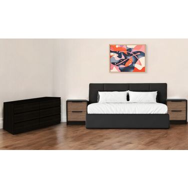 Modern 2-Piece Nightstand and Dresser Storage Set In Brown and Black