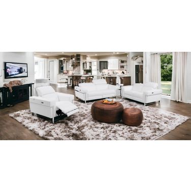 Three Piece Italian Leather Six Person Seating Set In White
