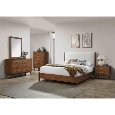 Thusis Eastern King Bed In Walnut and Beige