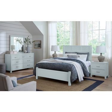 Tide and Timber Fretwork Bedroom Set In Blue
