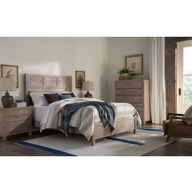 Tide and Timber Fretwork Bedroom Set In Grey