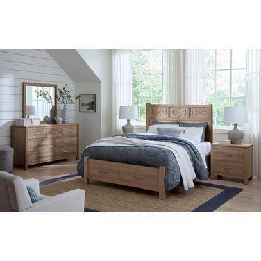 Tide and Timber Fretwork Bedroom Set With Storage Footboard In Grey