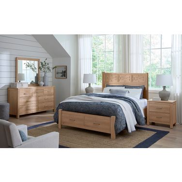Tide and Timber Fretwork Bedroom Set With Storage Footboard In Natural