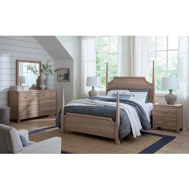 Tide and Timber Pencil Poster Bedroom Set In Grey
