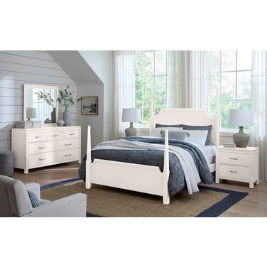 Tide and Timber Queen Pencil Poster Bed In Cream