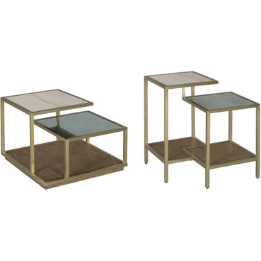 Tiered Bunching Occasional Table Set In Matte Gold