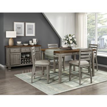 Tigard Counter and Bar Height Dining Room Set In Brown and Gray