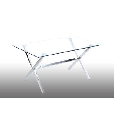 Timber 63 Inch Modern Stainless Steel Dining Table In Silver