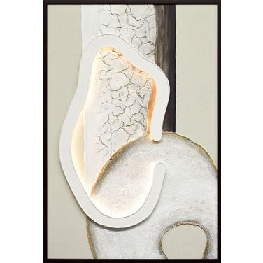Timeless Contour I - 48" x 33" - Hand-Painted LED Canvas In Black/Gold/Ivory