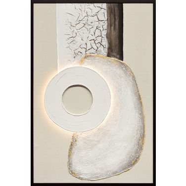 Timeless Contour II - 48" x 33" - Hand-Painted LED Canvas In Black/Gold/Ivory