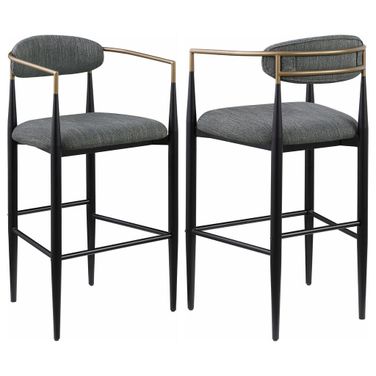 Tina Fabric Upholstered Bar Chair Set of 2 In Dark Grey