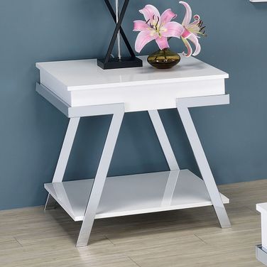 Titus End Table In White and Chrome
