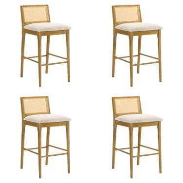 Tobias Bar Height Bar Stool Set of 4 In Amber Glow and White