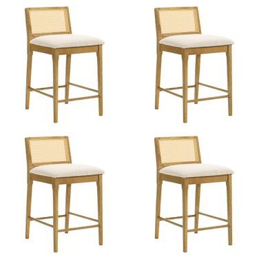 Tobias Counter Height Bar Stool Set of 4 In Amber Glow and White