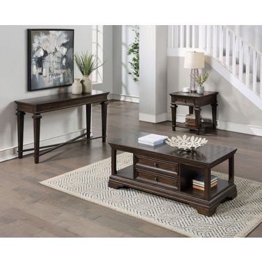 Tobias Espresso Lift Top Rectangular Occasional Table Set