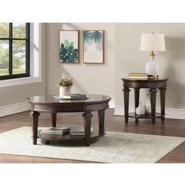 Tobias Espresso Round Occasional Table Set