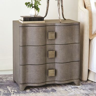 Toile Linen Bedside Chest In Grey