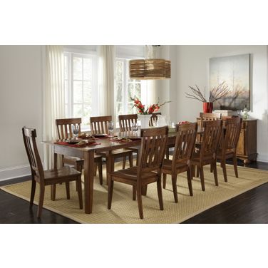 Toluca 132" Rustic Amber Extendable Rectangular Leg Dining Room Set