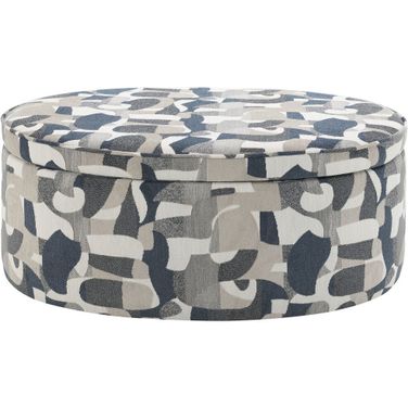Tomkins Oval Upholstered Storage Ottoman In Indigo