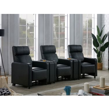 Toohey Upholstered 5 Piece Tufted Recliner Living Room Set Black