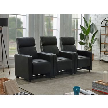 Toohey Upholstered 3 Piece Tufted Recliner Living Room Set Black
