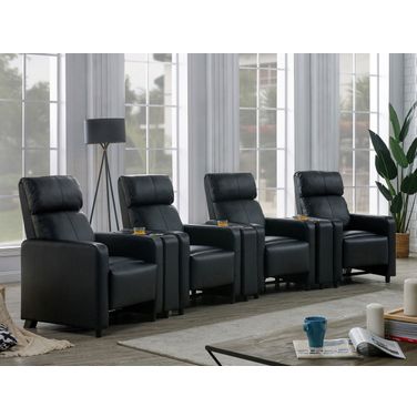 Toohey Upholstered 7 Piece Tufted Recliner Living Room Set Black