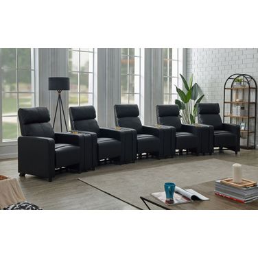 Toohey Upholstered 9 Piece Tufted Recliner Living Room Set Black