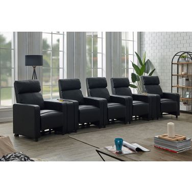 Toohey Upholstered 7-Piece Tufted Recliner Living Room Set Black