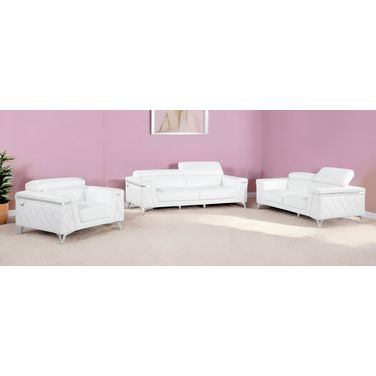 Top Grain Leather Five Person Seating Set In White