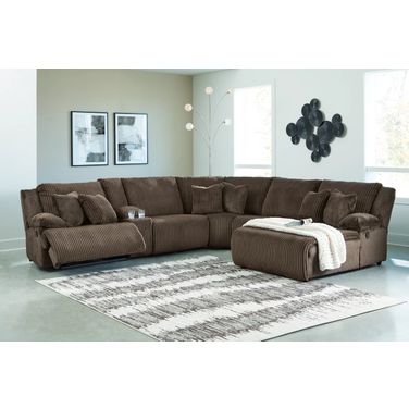 Top Tier 6-Piece Reclining Sectional with Chaise In Chocolate