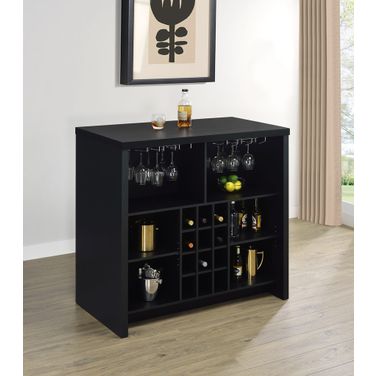 Topanga Engineered Wood Freestanding Home Bar In Black