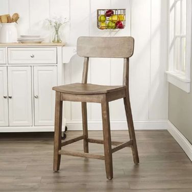 Torino Wood Counter Stool In Barnwood Wire-Brush