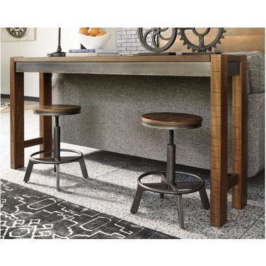 Torjin Brown and Gray Long Counter Height Dining Room Set