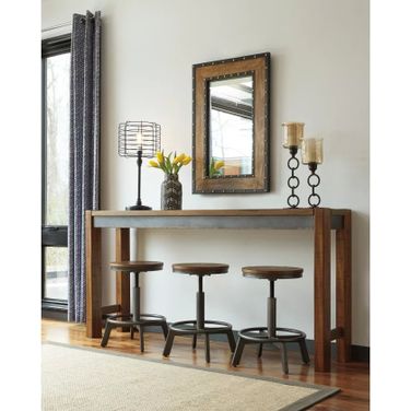 Torjin Brown and Gray Long Counter Height Dining Table