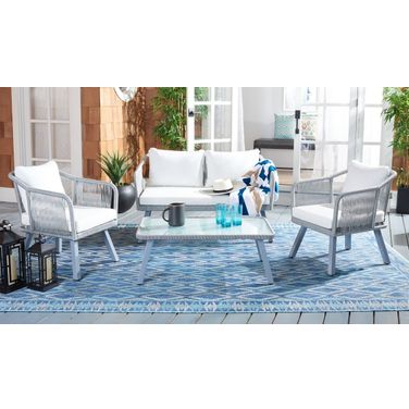Torsla 4 Piece Rope Living Set In Grey and Beige