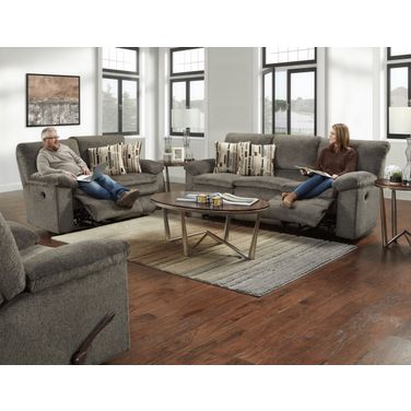 Tosh Power Reclining Living Room Set In Pewter