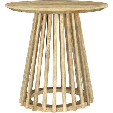 Touhy Round Solid Wood End Side Table In Natural Mango